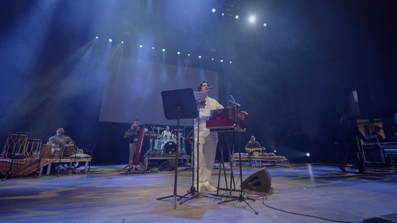Concert hall and stage lighting during an event
