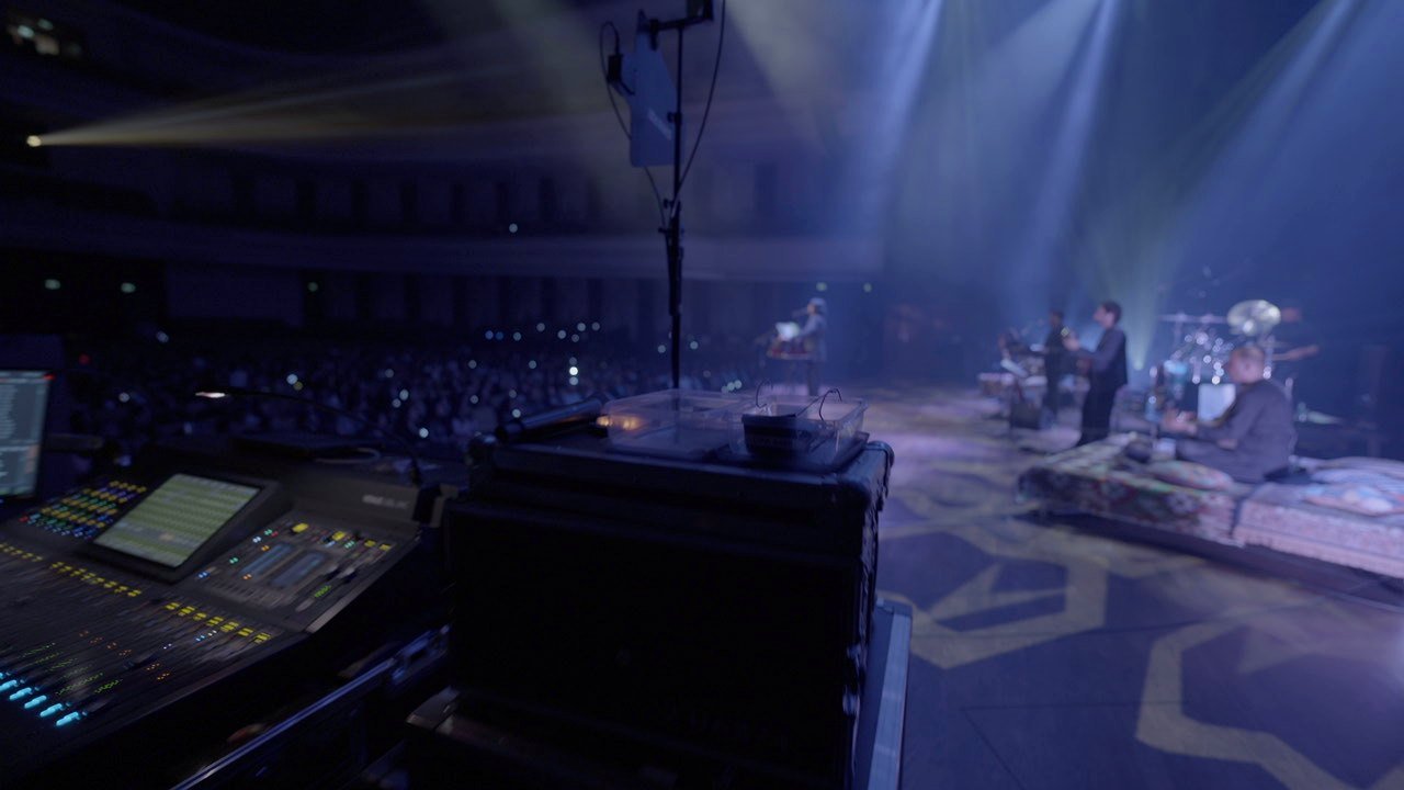 Backstage production view during a live show