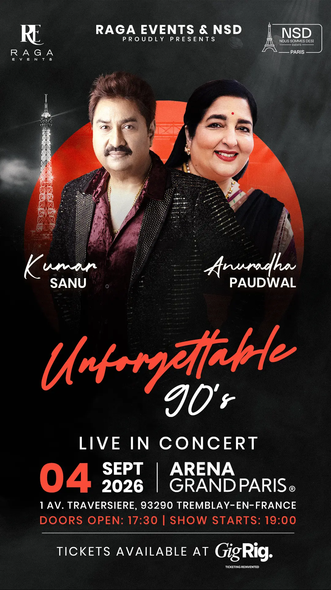 Kumar Sanu & Anuradha Paudwal - Unforgettable 90s poster